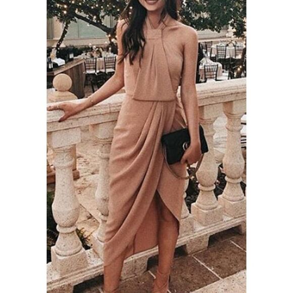 Shona Joy Core Taupe Knot Dress Sz. 4 - Picture 1 of 6